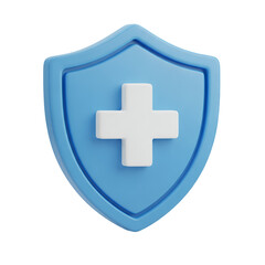 Fototapeta premium Safeguard your health with this modern blue shield and white cross, a symbol of protection and security for medical needs, insurance, and wellness