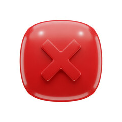 Fototapeta premium Striking 3D red delete button icon, a modern symbol for error, cancellation, and rejection, perfect for UI/UX design and website interfaces