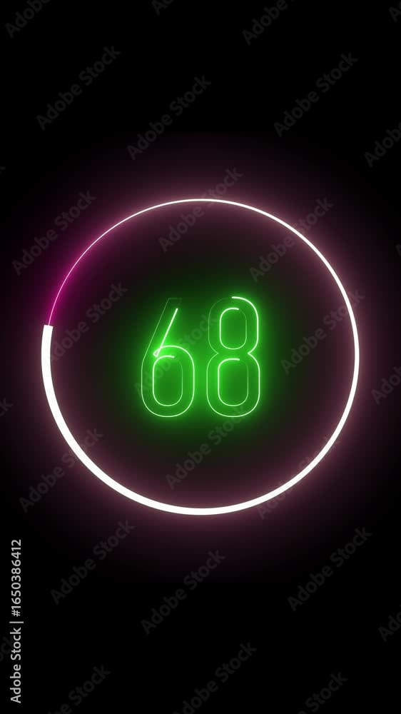 Aufkleber electric glow number sixty eight showcase vertical video. animated neon number sixty eight inside a 