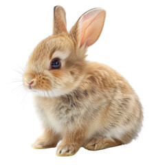 Fototapeta premium Adorable light brown bunny rabbit sitting, fluffy fur, big ears, cute. background removed