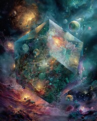 Colossal Iridescent Heptagon in Cosmic Space