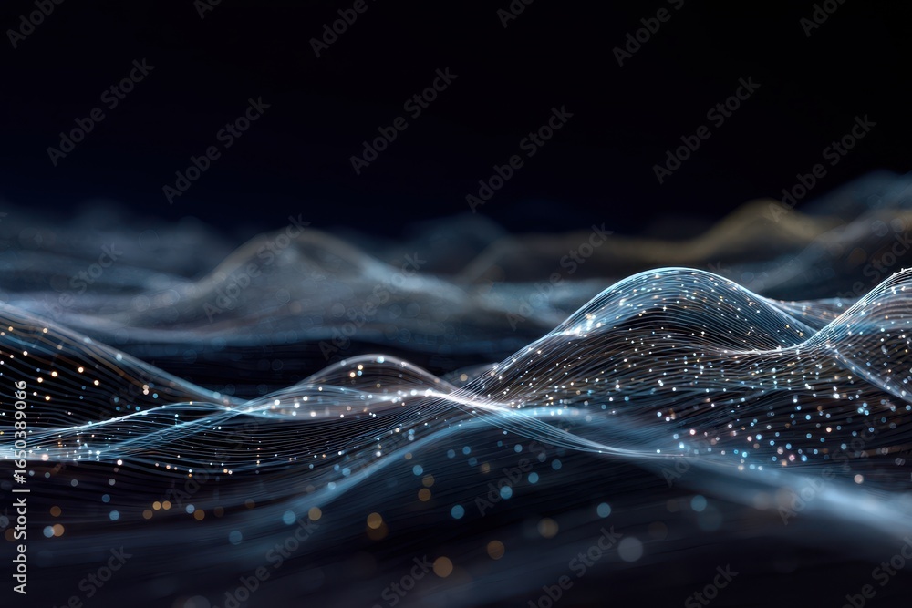 Aufkleber abstract digital landscape showcases flowing data streams creating a serene and dynamic visual exper