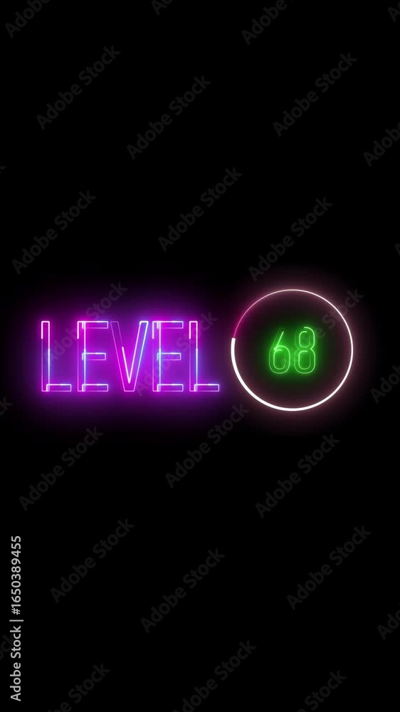 Aufkleber neon text level sixty eight shines bright. perfect for digital visuals. animated neon level 68 with 