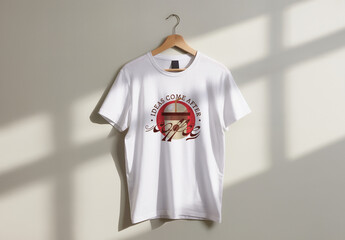 Minimalist Hanging White T Shirt Design Mockup