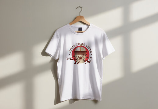 Minimalist Hanging White T Shirt Design Mockup