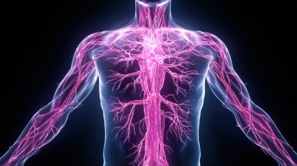 Detailed Visualization of Human Circulatory System Showcasing Arterial Pathways and Blood Flow Dynamics