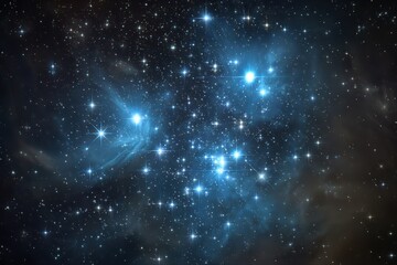 Naklejka premium Exploration of a luminous star cluster in deep space revealing cosmic phenomena and vibrant celestial structures