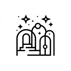 Abstract, stylized, archways,  stairways,  cosmic,  otherworldly