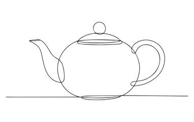 Classic teapot line art black and white drawing minimalist