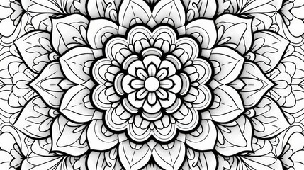 Abstract geometric mandala coloring page design