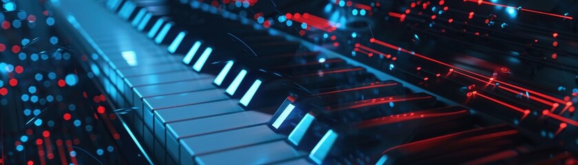AIpowered music composition software generating melodies autonomously  ,close-up