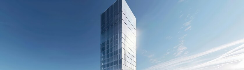 Architectural 3D model of a modern skyscraper with a sleek, glassandsteel exterior