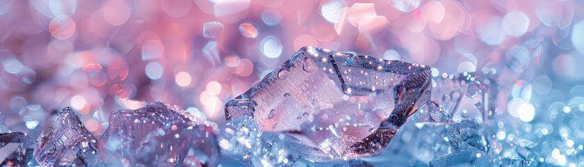 Artistic close-up of diamond crystals, highlighting their natural brilliance and intricate structure, symbolizing the beauty and value of precious gems
