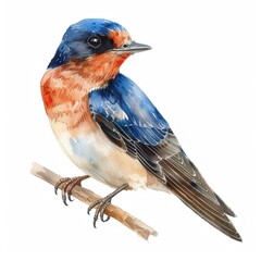 Barn swallow cute watercolor 3d HD