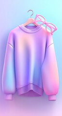 Pastel sweatshirt on hanger with glasses