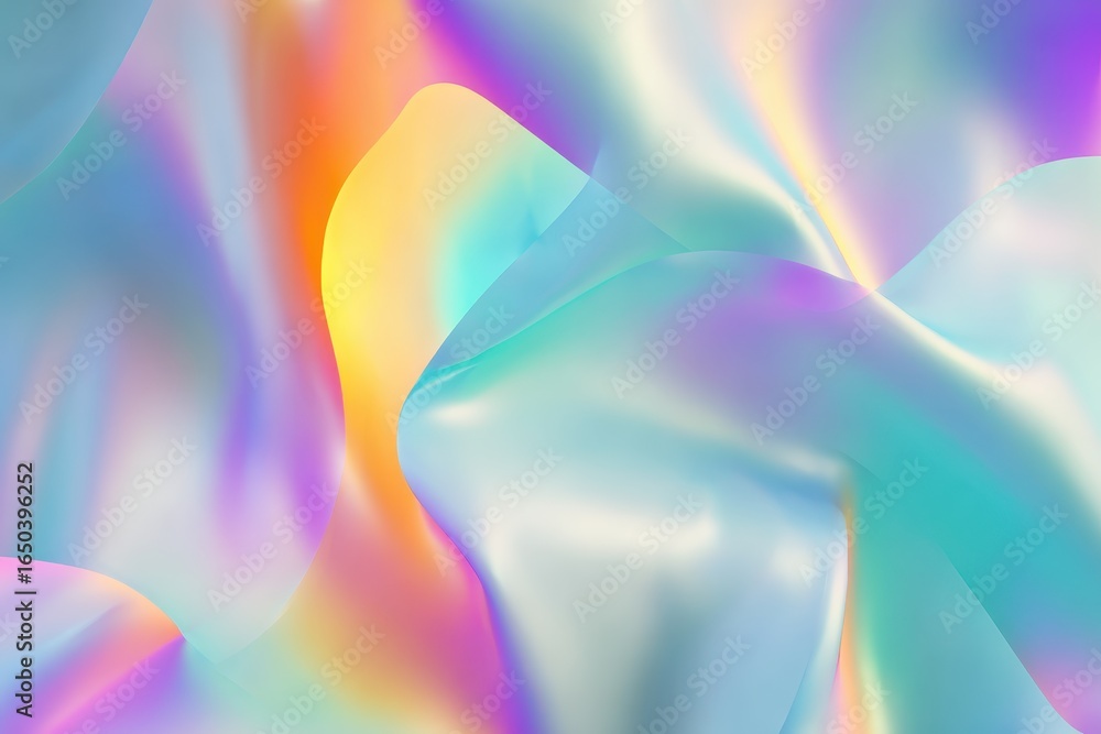 Poster Iridescent glassy gradient texture creates a vibrant and ethereal backdrop with soft hues blending seamlessly for unique visual appeal
