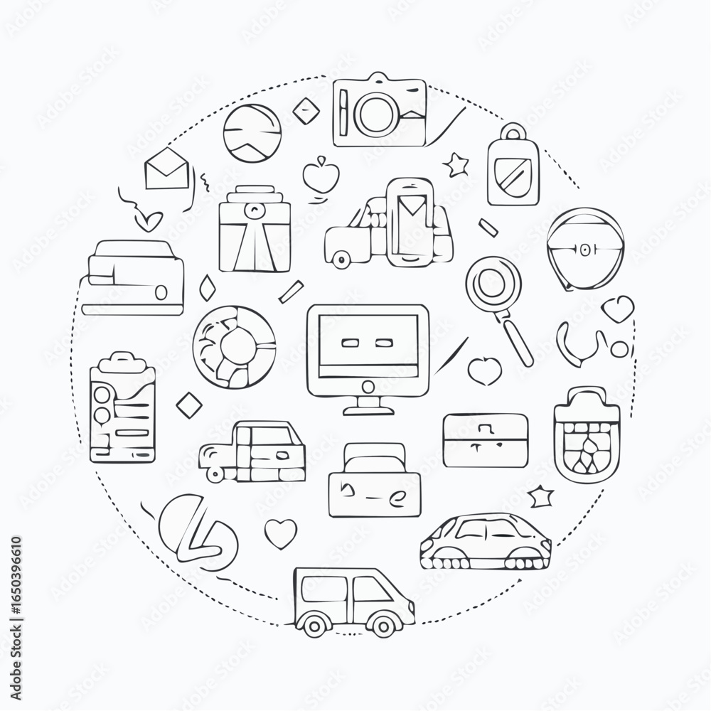 Poster stylish vector icons arranged in a neat pattern for versatile use