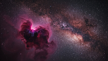 Tarantula nebula in shades of deep pink and purple.
