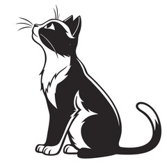 silhouette of a cat sitting sticker vector art. illustration, shadow, icon, graphic, design,