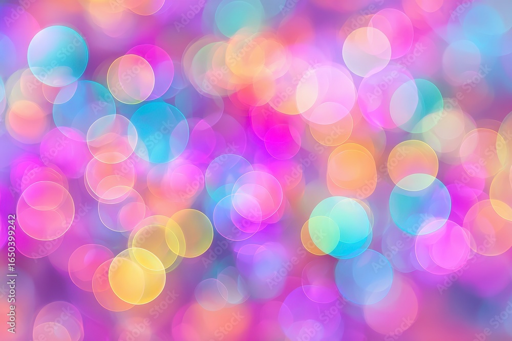 Poster colorful bokeh lights create a dreamy atmosphere in a vibrant abstract display of floating colors an