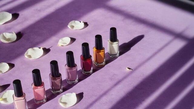 nail paints on purple background