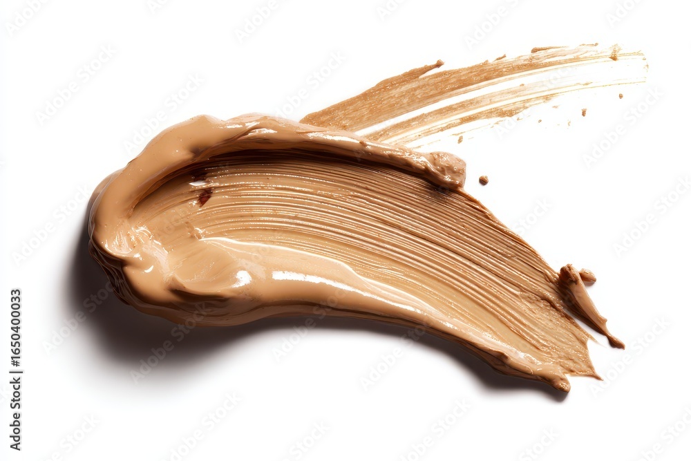 Poster liquid foundation smudge created on a clean white background showcasing a smooth texture and rich co