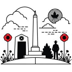 Remembrance Day – Red Poppies and War Memorial Tribute