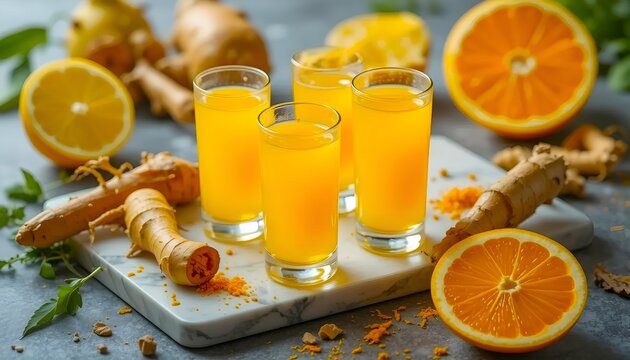 Vibrant citrus turmeric shots for healthy living