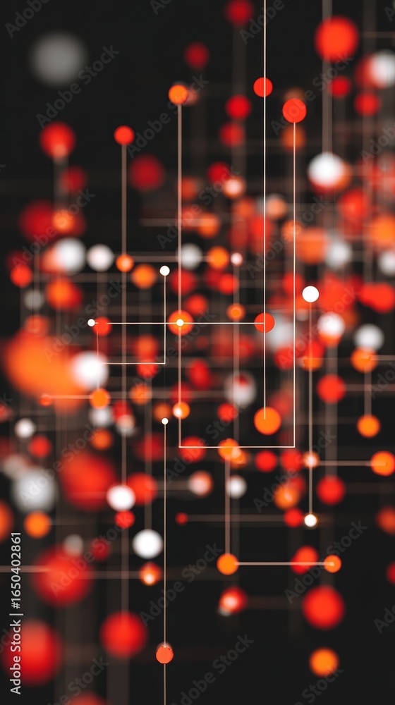 Poster abstract digital art composition featuring a minimalist design with vibrant red and pure white circl