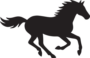 Horse running silhouette vector for equestrian, wildlife, and nature design, decoration, and artwork projects.