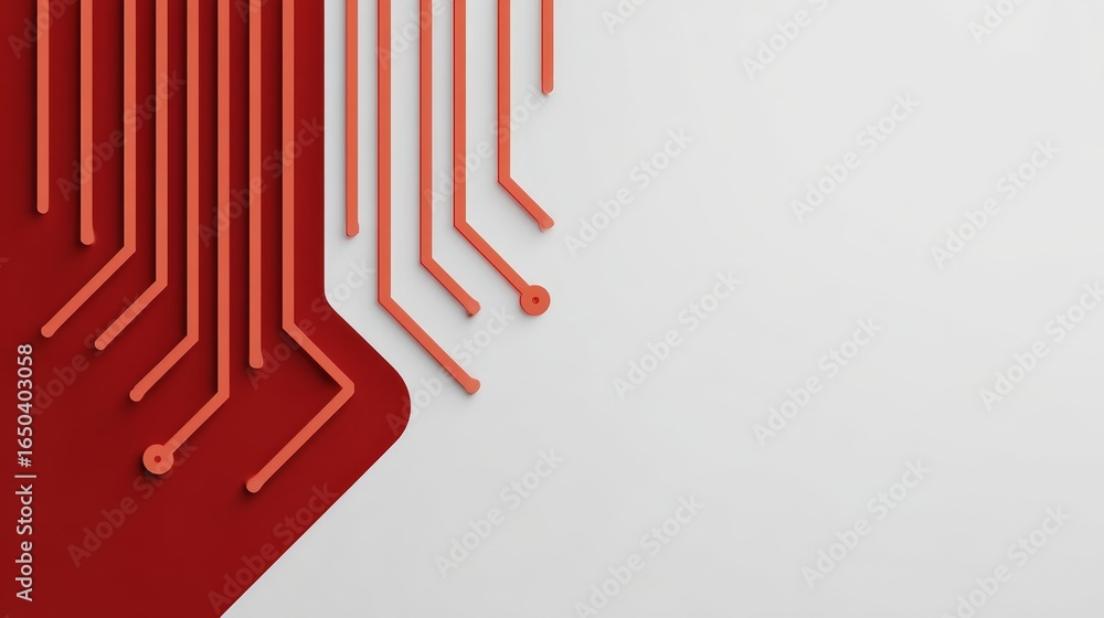 Poster Abstract geometric background with a vibrant interplay of red and white parallel lines creating a dynamic visual pattern and a sense of movement and energy for modern design concepts.