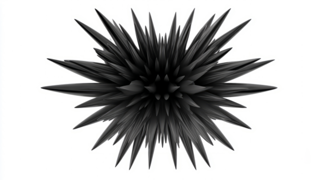 Abstract Spiky Black Shapes on White Background