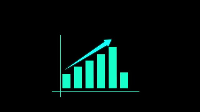 Business graph chart with growing business concept. Abstract decreasing business graph chart animation background. Bad Economy Recession Graph Chart Chalkboard Style Finance Business 4k motion.