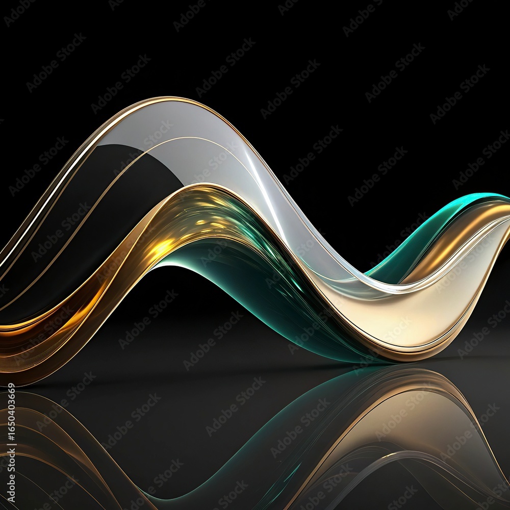 Poster abstract wave on black background. computer generated illustration. 3d rendering.3d render, abstract