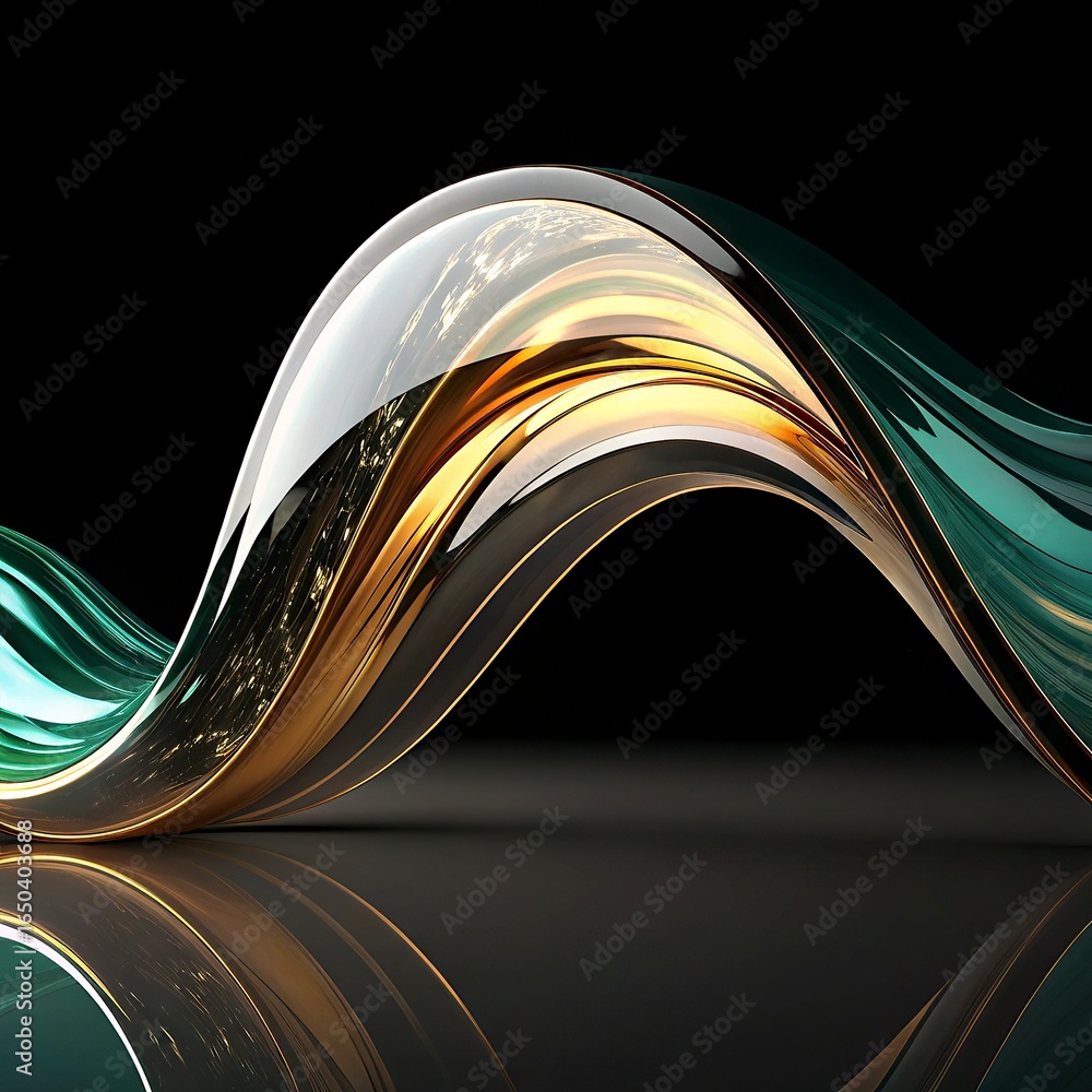 Aufkleber abstract wave on black background. computer generated illustration. 3d rendering.3d render, abstract