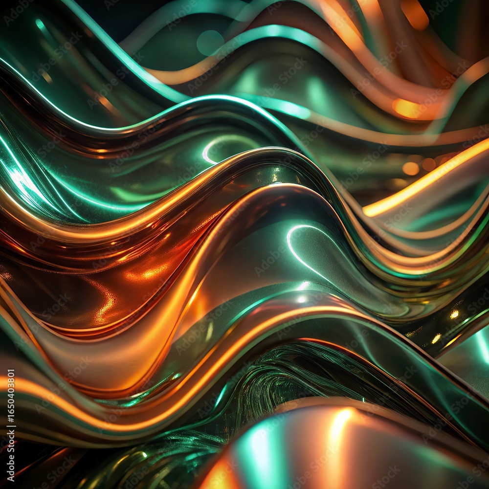Aufkleber abstract wave on black background. computer generated illustration. 3d rendering.3d render, abstract