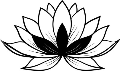 Black and white lotus flower graphic design