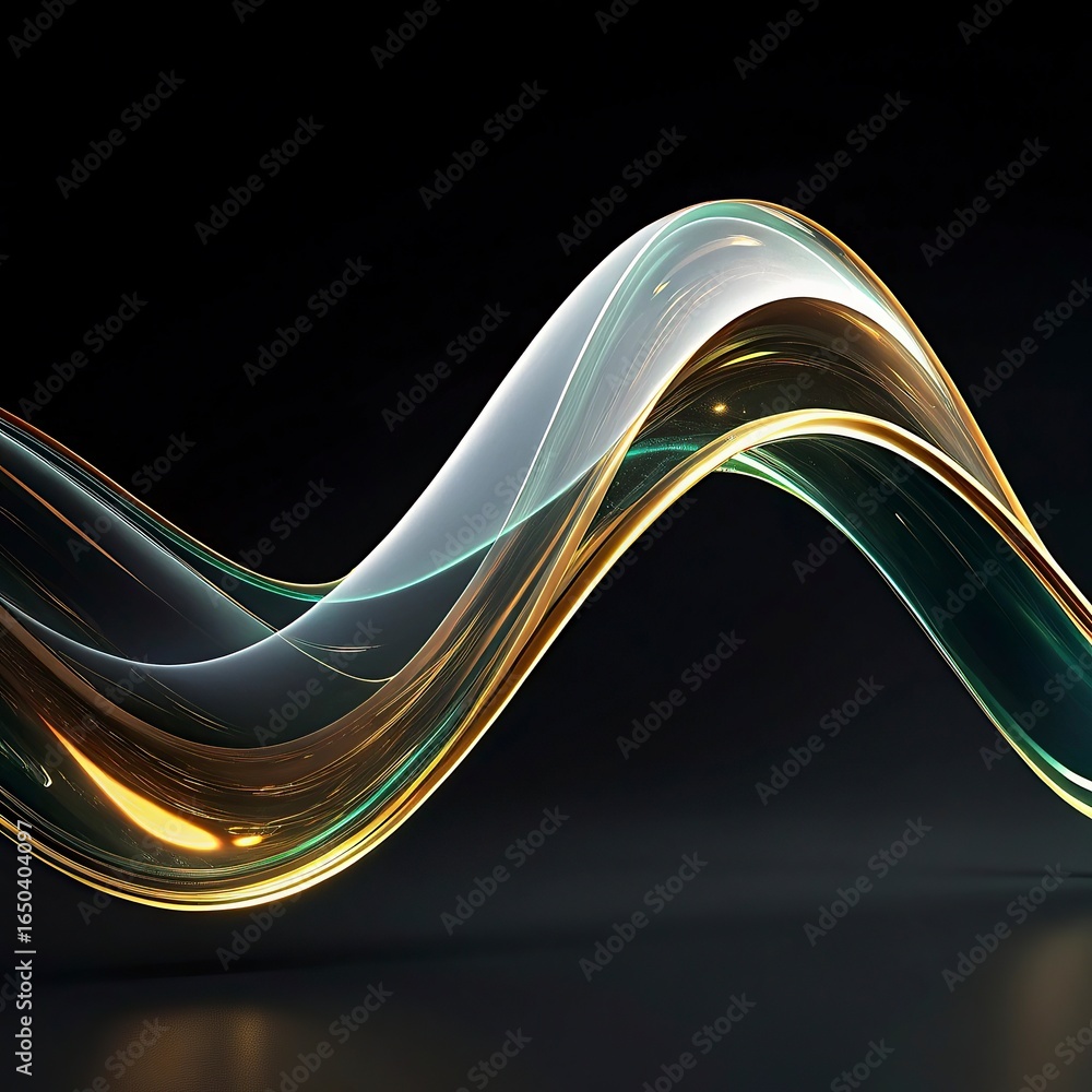 Poster abstract wave on black background. computer generated illustration. 3d rendering.3d render, abstract
