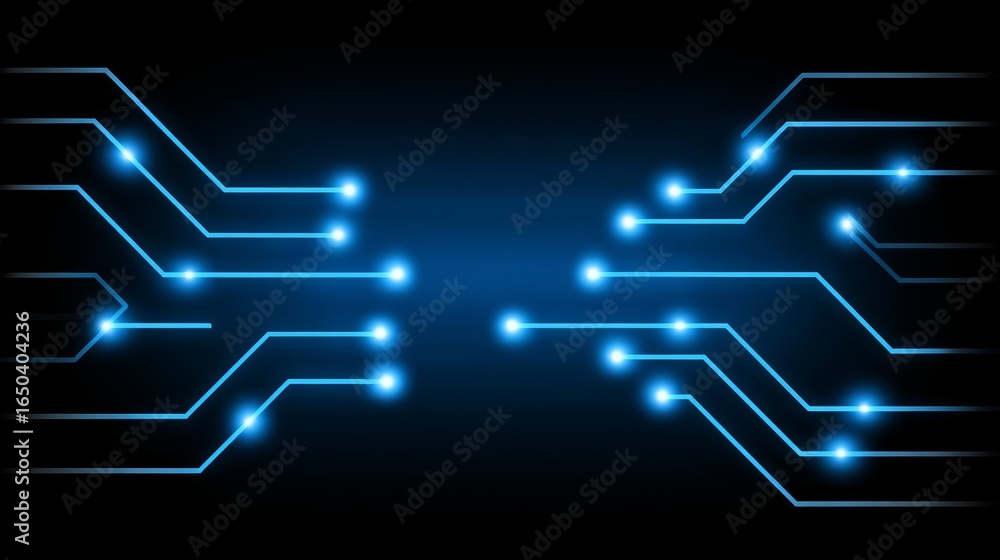 Poster futuristic abstract technology background featuring glowing blue lines and celestial stars creating 