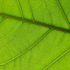 Obraz premium Close-up of vibrant green leaf veins