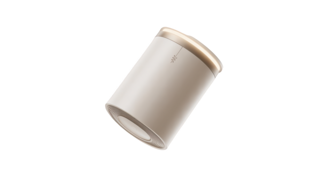 A single cylindrical battery lying on its side, isolated on a transparent background