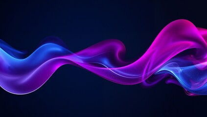Abstract swirling shapes of vibrant purple and blue smoke against a dark background.
