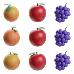 Isolated Fresh Fruits Array Featuring Oranges Apples and Grapes Set on a Clean White Background Promoting Healthy Lifestyle Choices