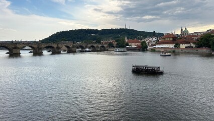 Fototapeta premium Moldava River and Charles Bridge in Prague
