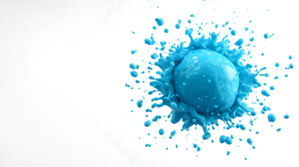 burst from water balloon impact, scattered droplets in the air, isolated