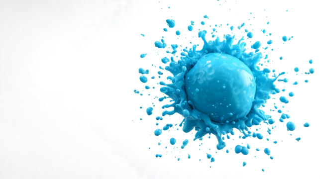 burst from water balloon impact, scattered droplets in the air, isolated