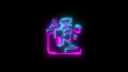 Neon laboratory experiment animation on black background chemical reaction and process in glassware futuristic science - Powered by Adobe