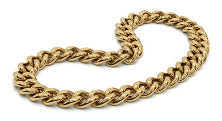 Shiny Heavy Golden Chain Necklace, Luxury Jewelry, Elegant Accessory Isolated on transparent background