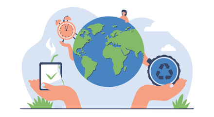 Eco-Friendly World Sustainable Living and Environmental Conservation Illustration