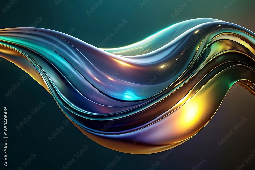 Fototapete abstract wave on black background. computer generated illustration. 3d rendering.3d render,wave colo